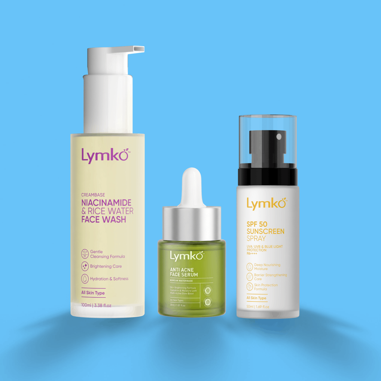Facewash + Anti Acne Face Serum + sun scream